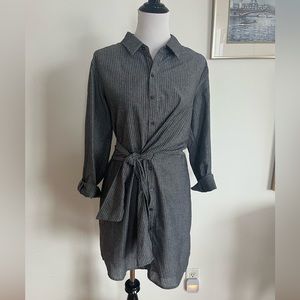 Heartloom Felix Dress in Grey Pinstripe